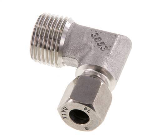 R 1/2'' Macho x 8L Codo de 90 grados de acero inoxidable 315 Bar DIN 2353