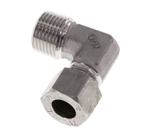 R 1/2'' Macho x 12L Codo de 90 grados de acero inoxidable 315 Bar DIN 2353