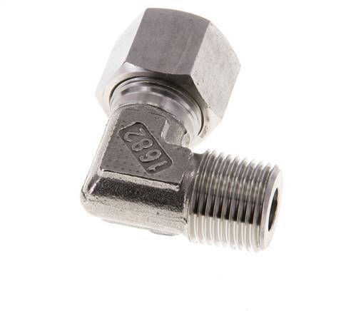 R 1/2'' Macho x 14S Codo de 90 grados de acero inoxidable 630 Bar DIN 2353