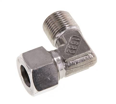 R 1/2'' Macho x 15L Codo de 90 grados de acero inoxidable 315 Bar DIN 2353