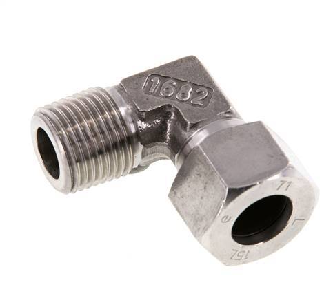 R 1/2'' Macho x 15L Codo de 90 grados de acero inoxidable 315 Bar DIN 2353