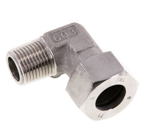 R 1/2'' Macho x 18L Codo de 90 grados de acero inoxidable 315 Bar DIN 2353