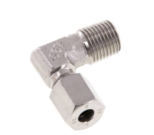 R 1/4'' Macho x 6L Codo de 90 grados de acero inoxidable 315 Bar DIN 2353