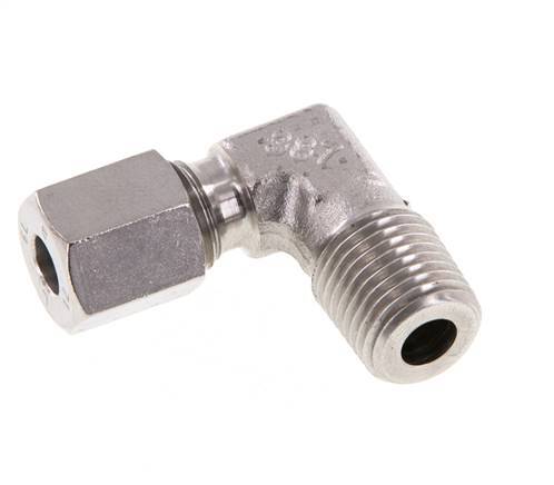 R 1/4'' Macho x 6L Codo de 90 grados de acero inoxidable 315 Bar DIN 2353