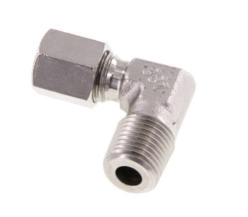 R 1/4'' Macho x 6L Codo de 90 grados de acero inoxidable 315 Bar DIN 2353