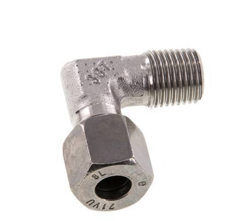 R 1/4'' Macho x 8L Codo de 90 grados de acero inoxidable 315 Bar DIN 2353