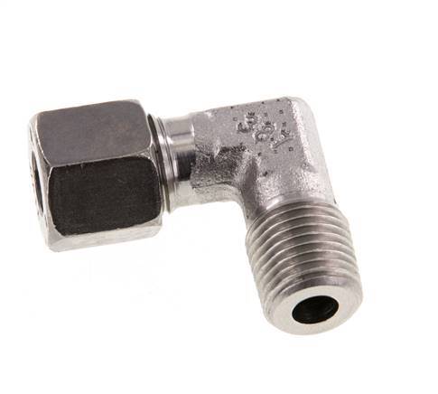R 1/4'' Macho x 8L Codo de 90 grados de acero inoxidable 315 Bar DIN 2353