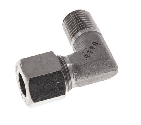 R 1/4'' Macho x 10L Codo de 90 grados de acero inoxidable 315 Bar DIN 2353