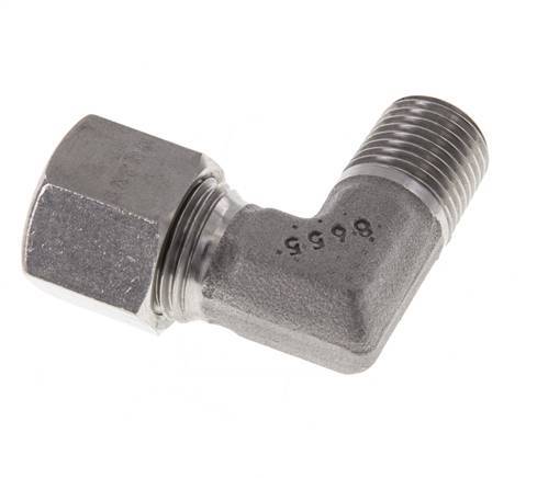 R 1/4'' Macho x 10L Codo de 90 grados de acero inoxidable 315 Bar DIN 2353