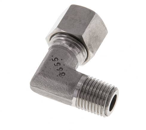 R 1/4'' Macho x 10L Codo de 90 grados de acero inoxidable 315 Bar DIN 2353