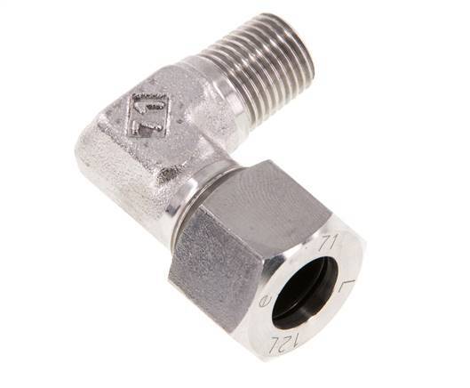 R 1/4'' Macho x 12L Codo de 90 grados de acero inoxidable 315 Bar DIN 2353
