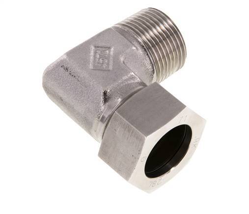 G 1'' Macho x 28L Codo de 90 grados de acero inoxidable 160 Bar DIN 2353