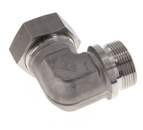 G 1 1/2'' Macho x 42L Codo de 90 grados de acero inoxidable 160 Bar DIN 2353