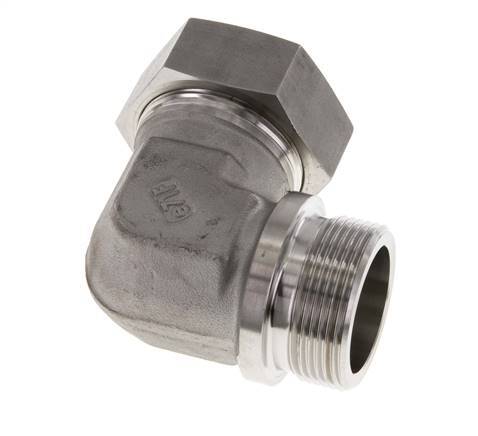 G 1 1/2'' Macho x 42L Codo de 90 grados de acero inoxidable 160 Bar DIN 2353
