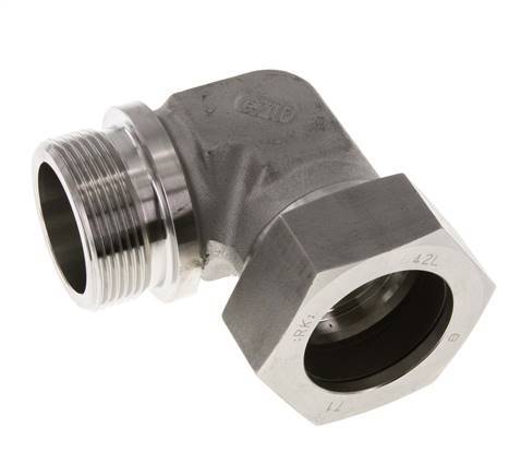 G 1 1/2'' Macho x 42L Codo de 90 grados de acero inoxidable 160 Bar DIN 2353