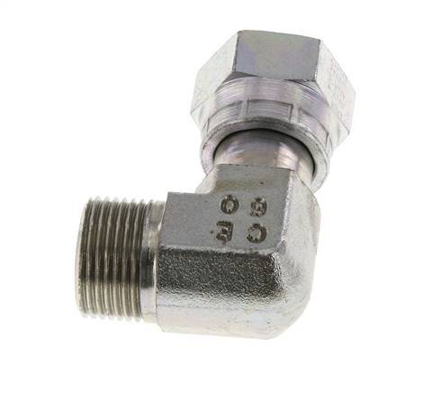 Codo de 90 grados de acero galvanizado UNS 1''-14 x UNS 1''-14 ORFS 400 Bar - Hidráulico
