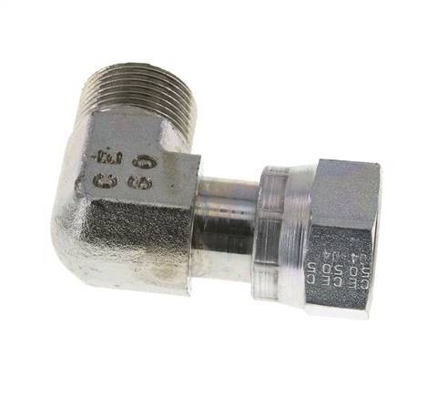 Codo de 90 grados de acero galvanizado UNS 1''-14 x UNS 1''-14 ORFS 400 Bar - Hidráulico