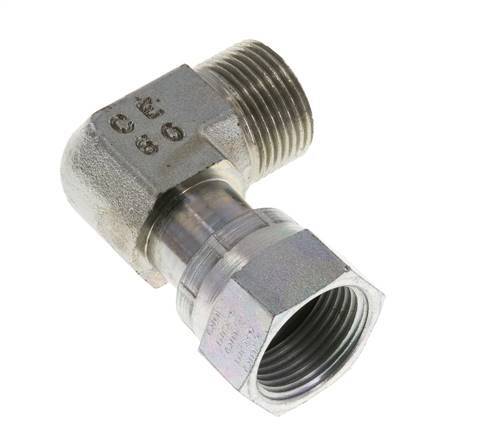 Codo de 90 grados de acero galvanizado UNS 1''-14 x UNS 1''-14 ORFS 400 Bar - Hidráulico