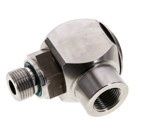 G 3/8'' M/F Codo de acero inoxidable de 90 grados Junta giratoria de alta presión 400 Bar - Hidráulica