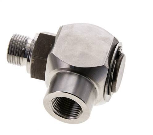 G 3/8'' M/F Codo de acero inoxidable de 90 grados Junta giratoria de alta presión 400 Bar - Hidráulica