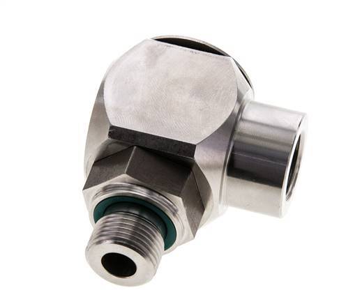 G 3/8'' M/F Codo de acero inoxidable de 90 grados Junta giratoria de alta presión 400 Bar - Hidráulica