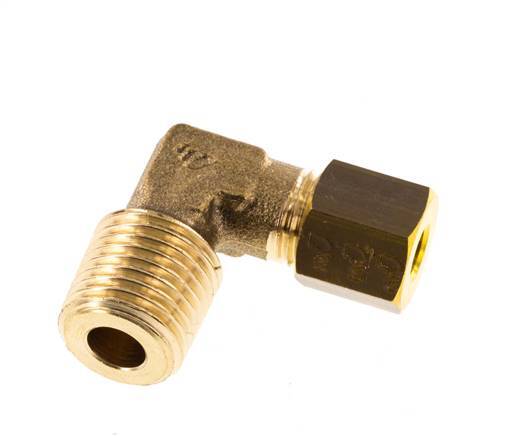 R 1/4'' Macho x 5mm Codo de latón de 90º de compresión 150 Bar DIN EN 1254-2