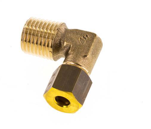 R 1/4'' Macho x 5mm Codo de latón de 90º de compresión 150 Bar DIN EN 1254-2
