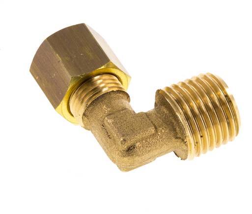 R 1/4'' Male x 6mm Brass 90 deg Elbow Compression Fitting 150 Bar DIN EN 1254-2 [2 Pieces]