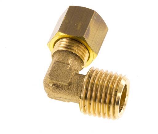 R 1/4'' Male x 6mm Brass 90 deg Elbow Compression Fitting 150 Bar DIN EN 1254-2 [2 Pieces]