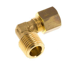 R 1/4'' Male x 6mm Brass 90 deg Elbow Compression Fitting 150 Bar DIN EN 1254-2 [2 Pieces]