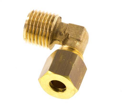 R 1/4'' Male x 6mm Brass 90 deg Elbow Compression Fitting 150 Bar DIN EN 1254-2 [2 Pieces]
