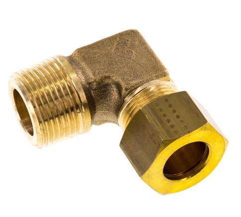 R 3/4'' Macho x 16mm Codo de latón de 90 grados de compresión 76 Bar DIN EN 1254-2