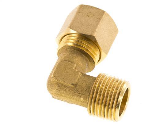 R 3/8'' Macho x 10mm Codo de latón de 90º de compresión 95 Bar DIN EN 1254-2