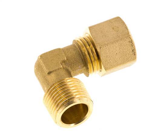 R 3/8'' Macho x 10mm Codo de latón de 90º de compresión 95 Bar DIN EN 1254-2