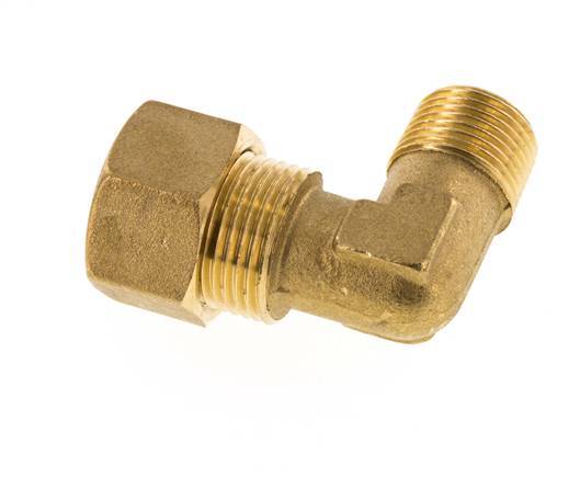 R 3/8'' Macho x 14mm Codo de latón de 90º de compresión 89 Bar DIN EN 1254-2