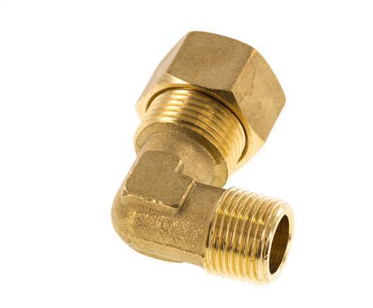 R 3/8'' Macho x 14mm Codo de latón de 90º de compresión 89 Bar DIN EN 1254-2