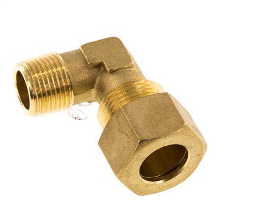 R 3/8'' Macho x 14mm Codo de latón de 90º de compresión 89 Bar DIN EN 1254-2