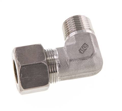 R 1/2'' Macho x 16S Racor de compresión de 90 grados de acero inoxidable 400 Bar DIN 2353