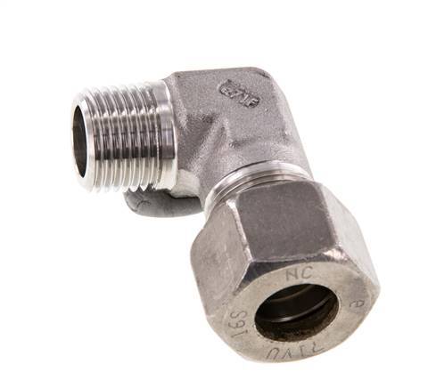 R 1/2'' Macho x 16S Racor de compresión de 90 grados de acero inoxidable 400 Bar DIN 2353