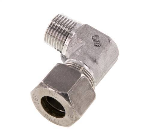 R 1/2'' Macho x 16S Racor de compresión de 90 grados de acero inoxidable 400 Bar DIN 2353