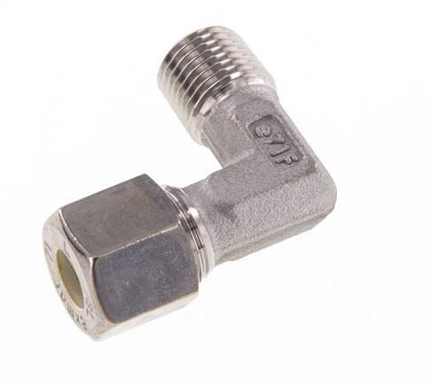 R 1/8'' Macho x 8L Acero inoxidable Codo de compresión de 90 grados 315 Bar DIN 2353