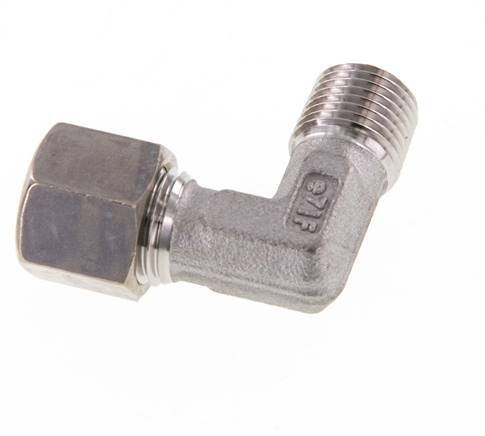 R 1/8'' Macho x 8L Acero inoxidable Codo de compresión de 90 grados 315 Bar DIN 2353