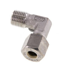 R 1/8'' Macho x 8L Acero inoxidable Codo de compresión de 90 grados 315 Bar DIN 2353