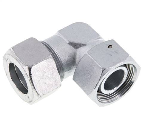 M42x2 x 30S Acero zincado Codo ajustable de 90 grados con cono de cierre y junta tórica 400 Bar DIN 2353