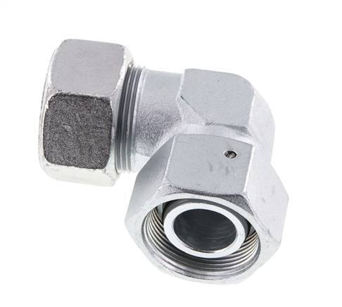 M42x2 x 30S Acero zincado Codo ajustable de 90 grados con cono de cierre y junta tórica 400 Bar DIN 2353