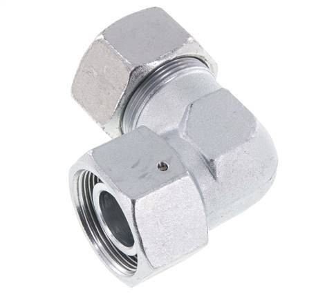 M42x2 x 30S Acero zincado Codo ajustable de 90 grados con cono de cierre y junta tórica 400 Bar DIN 2353
