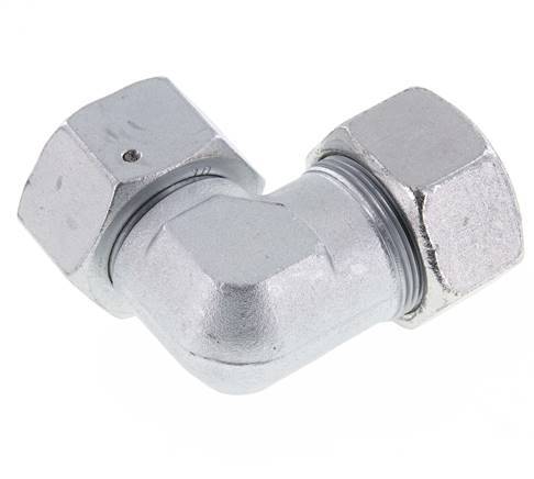 M42x2 x 30S Acero zincado Codo ajustable de 90 grados con cono de cierre y junta tórica 400 Bar DIN 2353