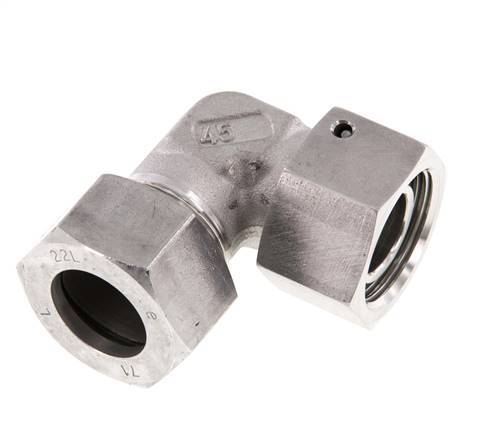 M30x2 x 22L Acero inoxidable Codo ajustable de 90 grados con cono de cierre y junta tórica 160 Bar DIN 2353