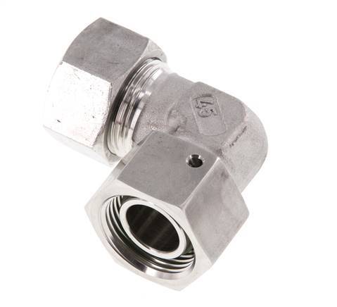 M30x2 x 22L Acero inoxidable Codo ajustable de 90 grados con cono de cierre y junta tórica 160 Bar DIN 2353