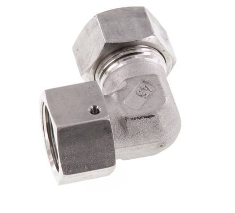 M30x2 x 22L Acero inoxidable Codo ajustable de 90 grados con cono de cierre y junta tórica 160 Bar DIN 2353